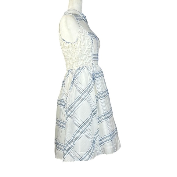 Anthropologie Moulinette Soeurs 6 Seaplane Dress Blue White Windowpane - Picture 3 of 16